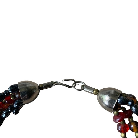 Multi Strand Bead Necklace Hematite and Glass - Picture 3 of 5